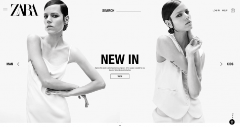 The Zara Websites main page is anything but easy to navigate. 
