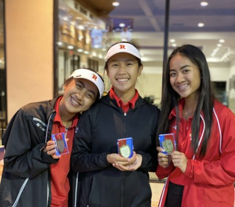 Nia Delacruz, Madison Lising, and Trinity Delacruz were awarded medals for making it into Second Team Trinity League. (Photo Credit: Jonathan Lising)