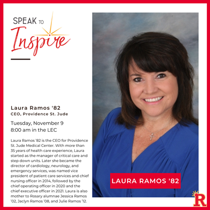 Laura Ramos 82 on the cover for one of Rosarys Speak to Inspire.