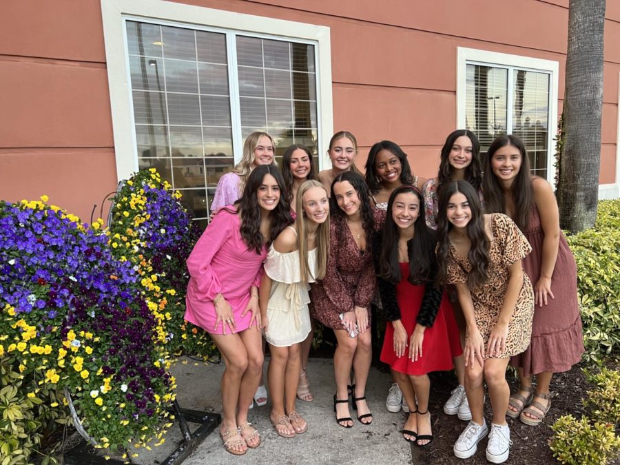 The fabulous Rosary Academy Dance Team poses before their varsity banquet. (Photo Provided by Daly Holman)