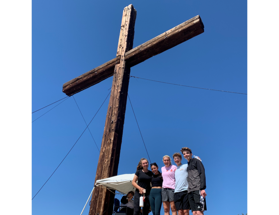 Juniors Emma Oskorus, Reagan Beuerlein, and their friends carry on their tradition of taking a hike every Good Friday. 
