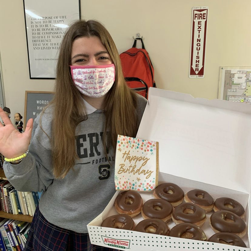 We never miss a chance to celebrate a birthday. Katie Thomas ‘22 loved being celebrated during journalism. 
