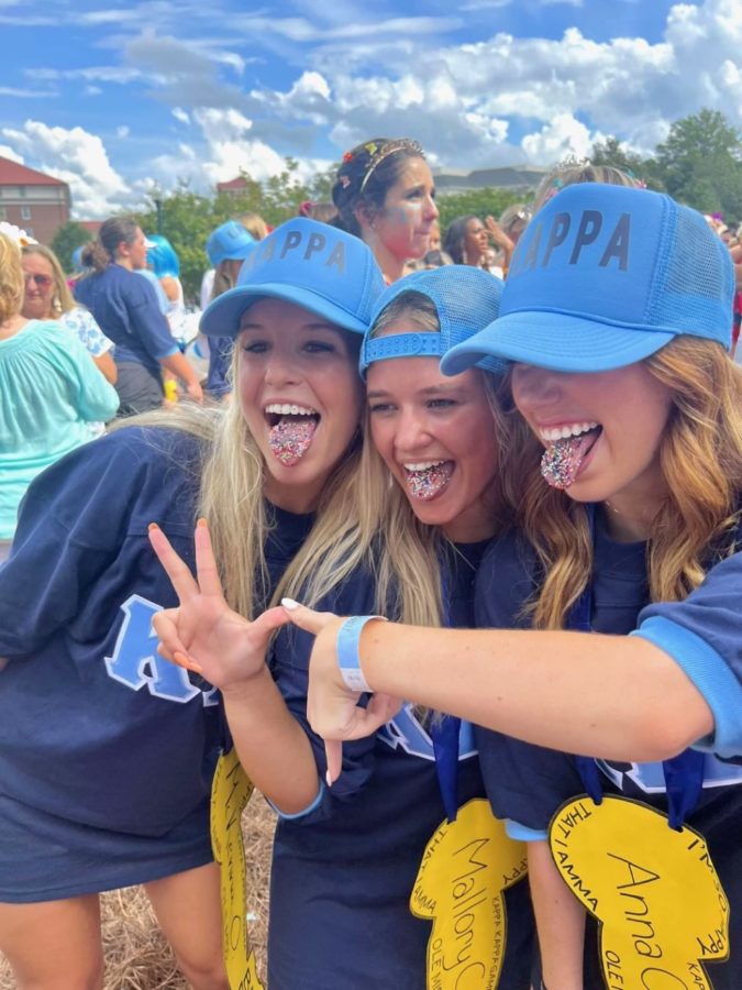 McKenna Overman 22 poses for Bid Day pictures with her new Kappa sisters! (Photo provided by McKenna Overman)