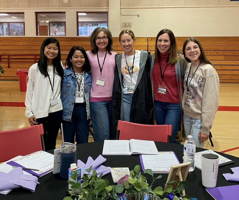 Rosary students with their moms at the 2021 Womens Retreat.