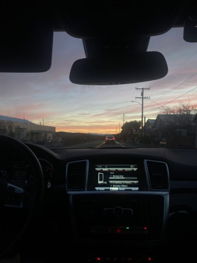 Heres a gorgeous sunset picture during my own road trip to Mammoth Lakes, California. (Photo credit: Brynn Beauchamp 23)