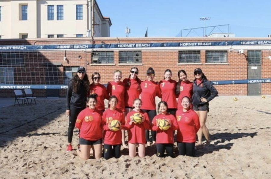Rosary congratulates the beach volleyball team on their first win of the season! (Photo taken from @rosaryvolleyball on Instagram). 