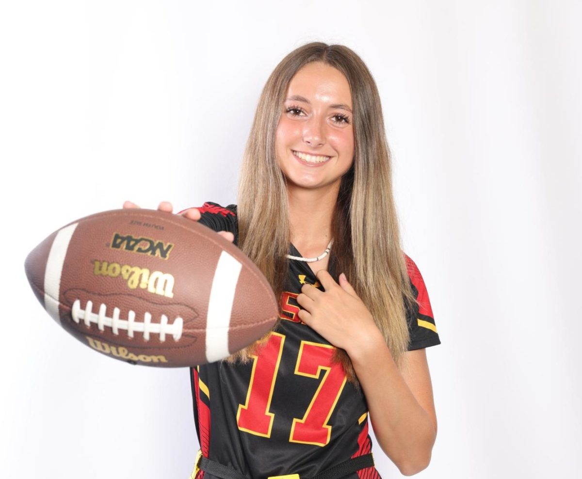 Sophie poses for the camera during flag footballs media day. (Photo provided by Jessica Hermosillo)