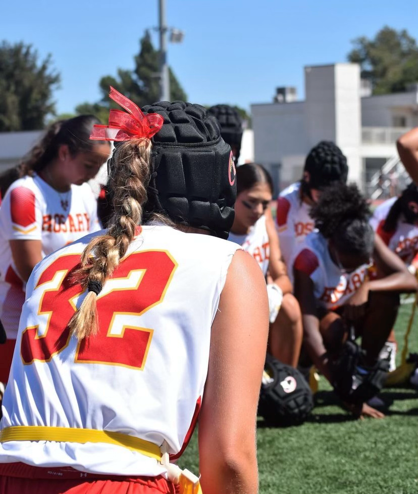 This is our very own writer, Brigid LeVecke '26, at her Flag Football game. 