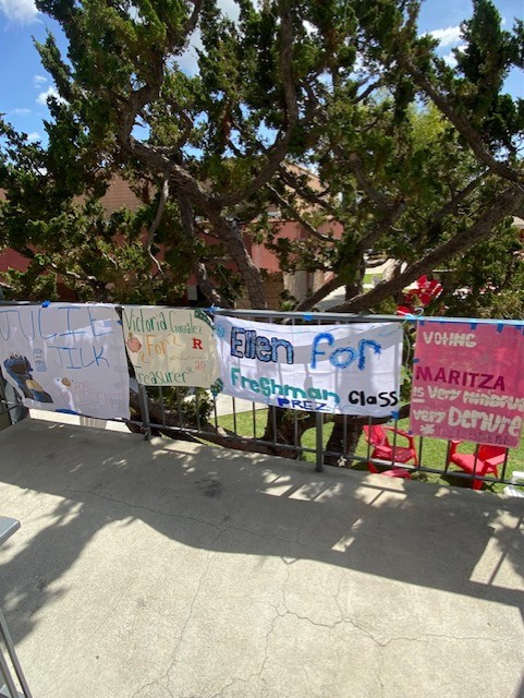 The candidates hung their posters for everyone to see!