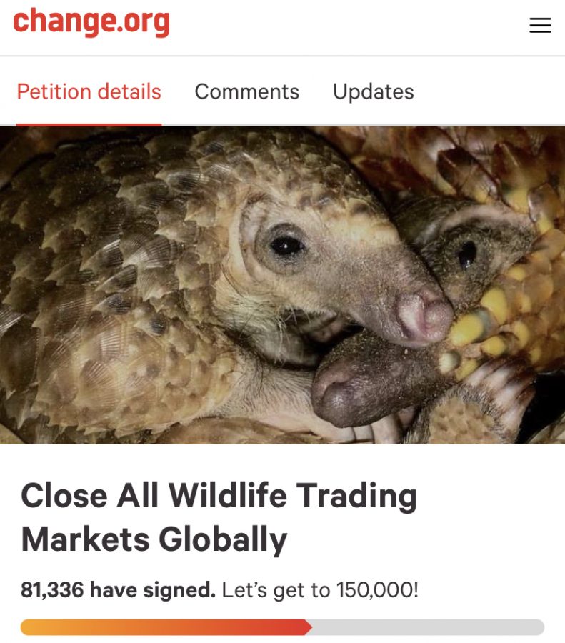 Progression of the Close All Wildlife Markets Globally petition on Change.org.