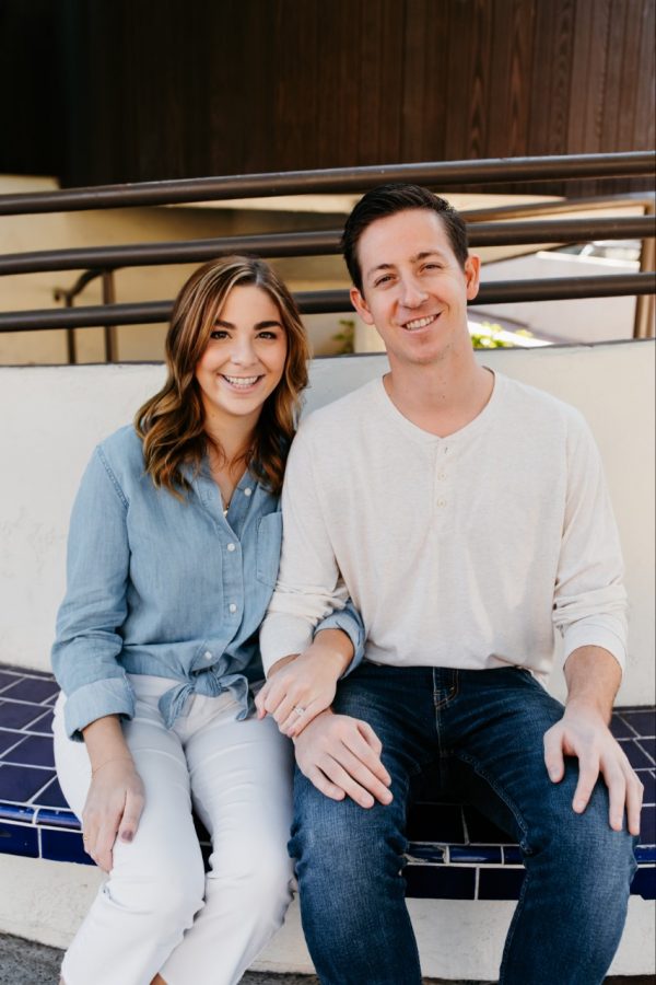 Ms. Leubke and her fiancé, Sam, smiling together. 