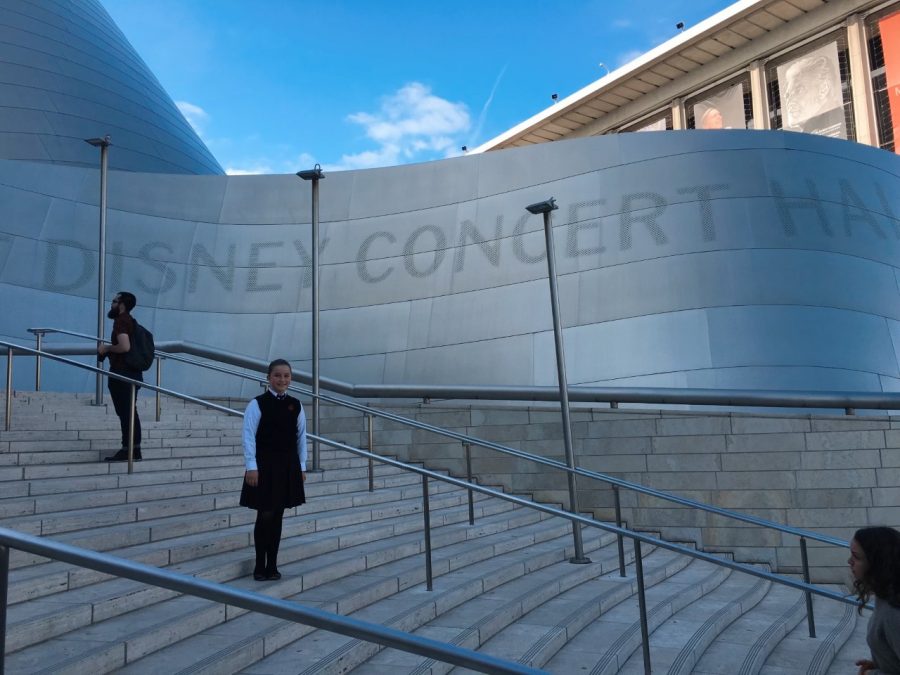 Lauren getting ready to perform at the Disney Concert Hall when she was eleven. 