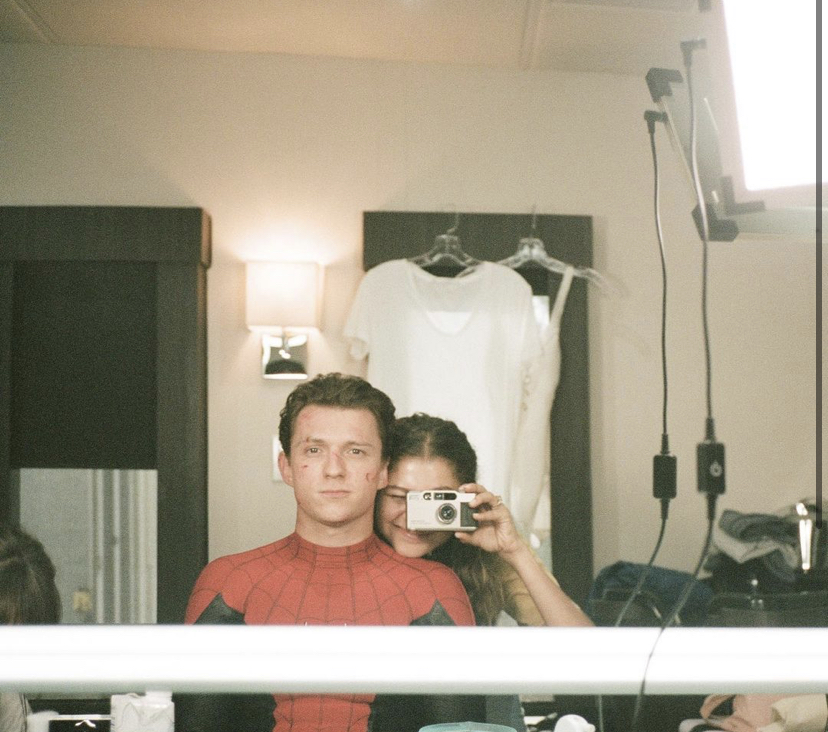 Love birds, Zendaya and Tom Holland, on the set of "Spiderman."