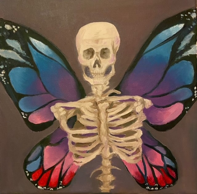 This is Kate's oil painting that took about a week of preparation and a couple of days to paint called "beauty in life after death." (Photo provided by Kate Rosales)