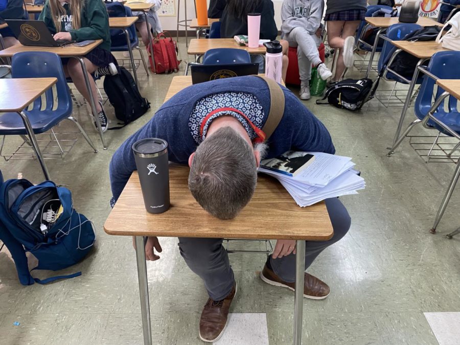 Mr. Stegink sits, devastated at the thought of his Wordle loss.