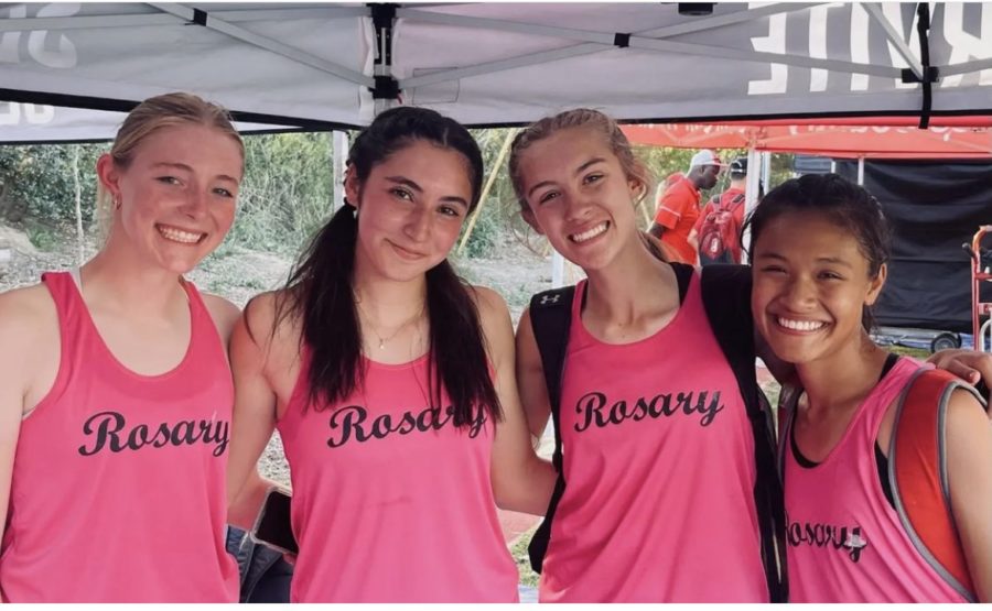 The 4 x 400m team after scoring second place at CIF finals. 