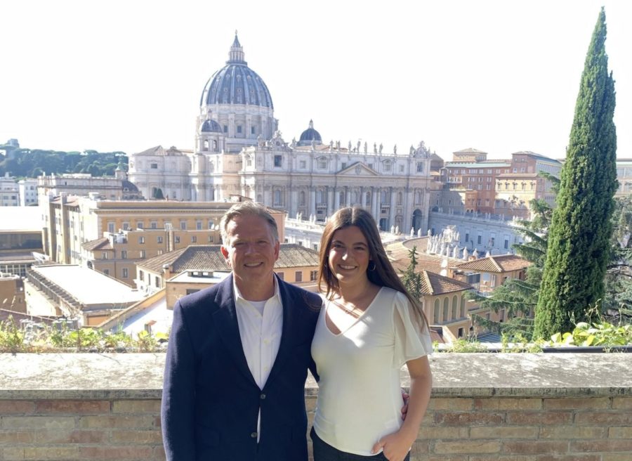 Mr. DiCrisi and me in front of Saint Peter's Basilica in Rome.