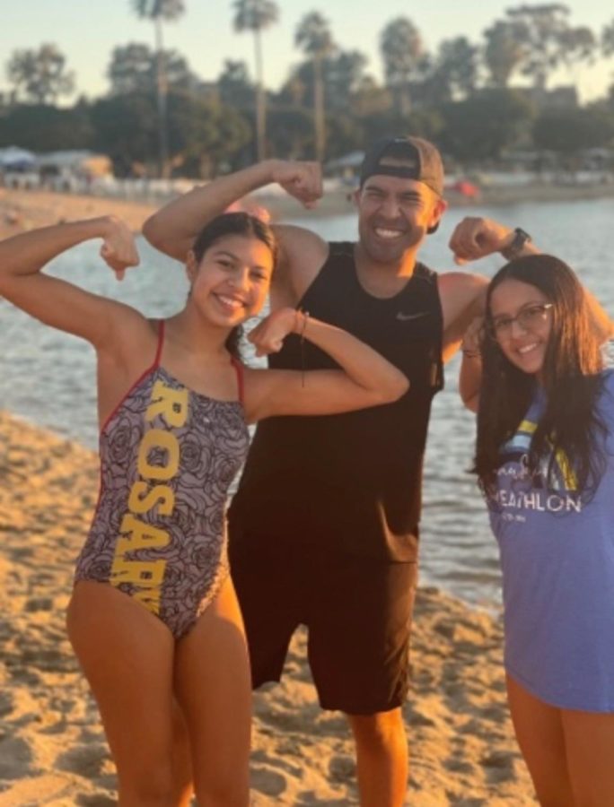 Andrea Salazar 26' and her sister Sofi with her siblings at her first triathlon. (Photo taken by Karina Salazar)