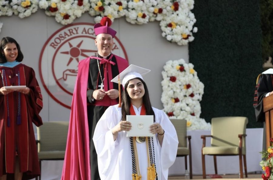 Rosary Alumni Mary Nassar '22 on her graduation day