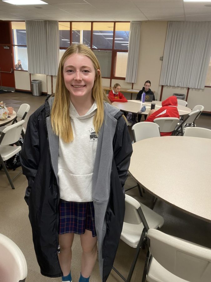 Paige Sorensen '24 smiling because she's wearing her parka to save her from getting frostbite.