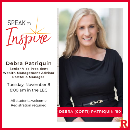 Debra Patriquin '90 will speak this Tuesday at Speak to Inspire