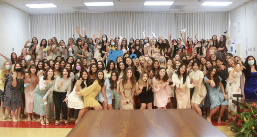 The class of 2023 smiling for a Rosary day picture! (Photo Provided by Rosary Academy)