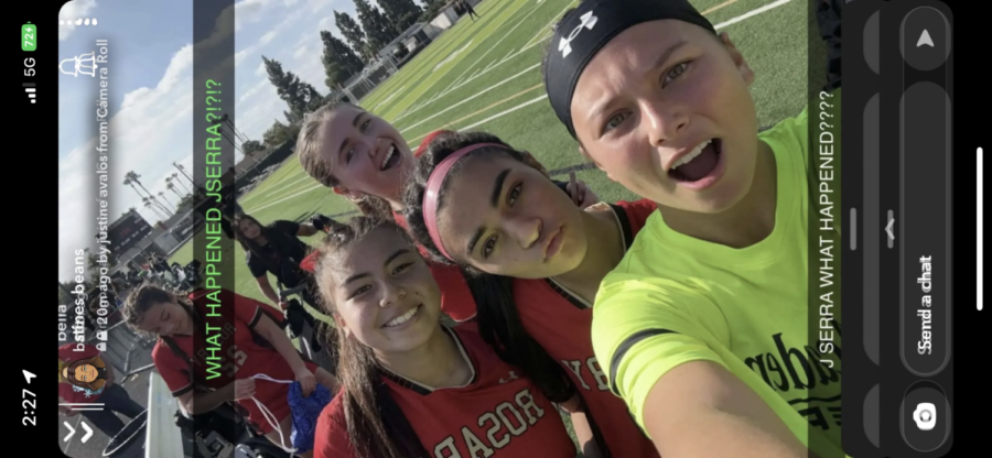 A selfie taken right after the game, seconds before the JSerra lions did sprints for losing.