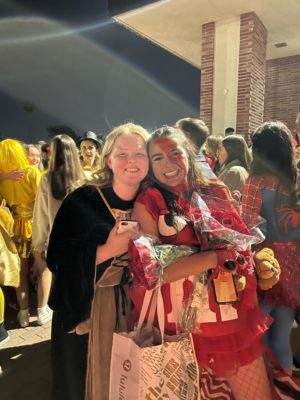 Emma and Anna smiling after one of last year's Red and Gold shows! (Photo provided by Emma Silva '23)