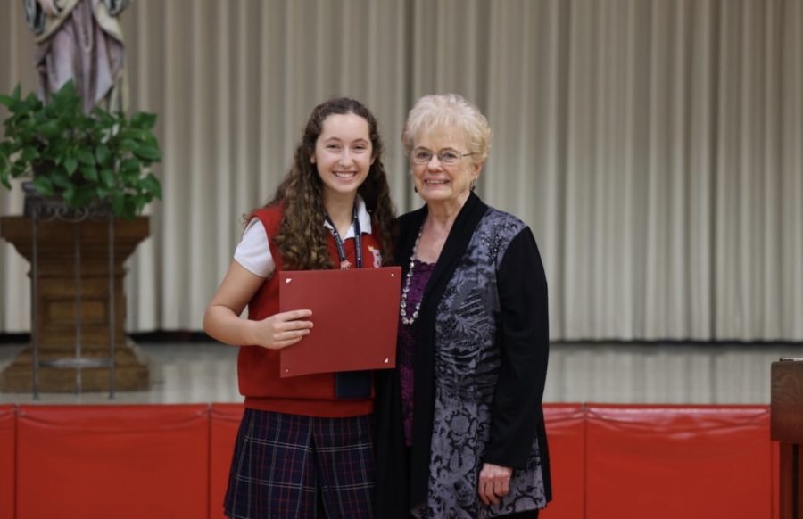 Christina smiles for the camera after being chosen as a recipient for the Michaeleen Saint-Laurent Memorial Scholarship.