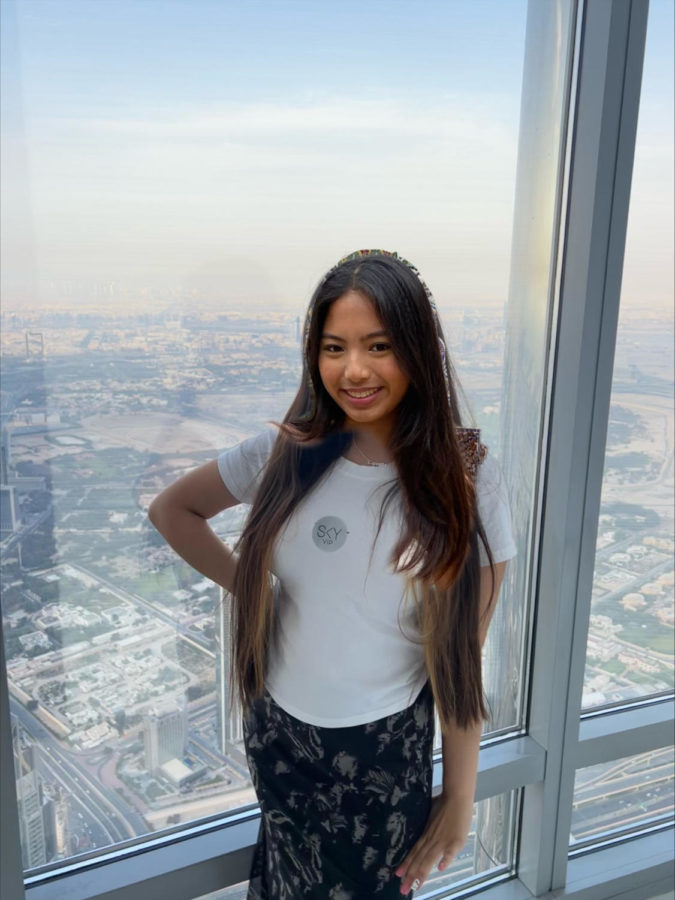 A badly photoshopped image of me pretending to be in Dubai instead of Camila Zavala '23 (Photo credit: Caela Cabal '23)