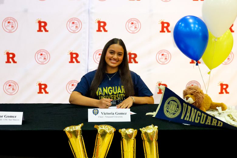 Victoria Gomez '23 signed to do cheer at Vanguard University.