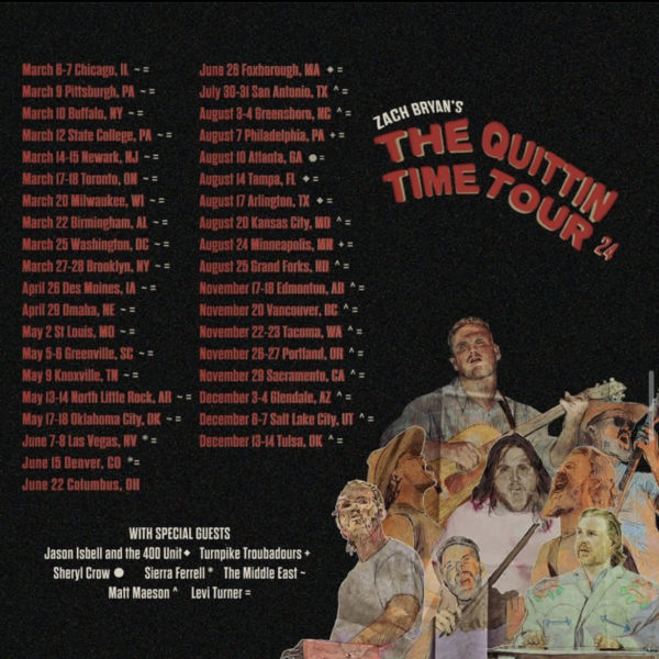 Zach Bryans latest tour dates. 