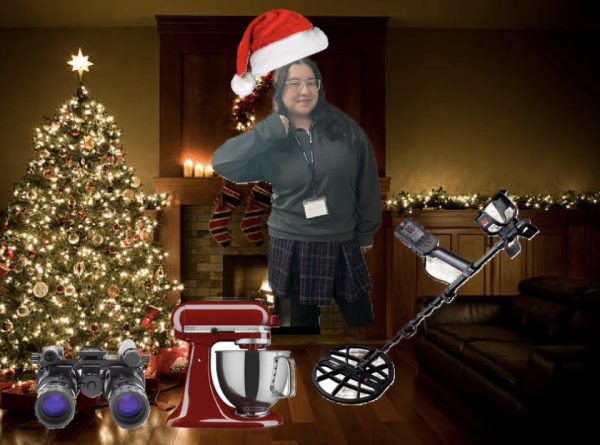 The seniors gifts are waiting under the Christmas tree.