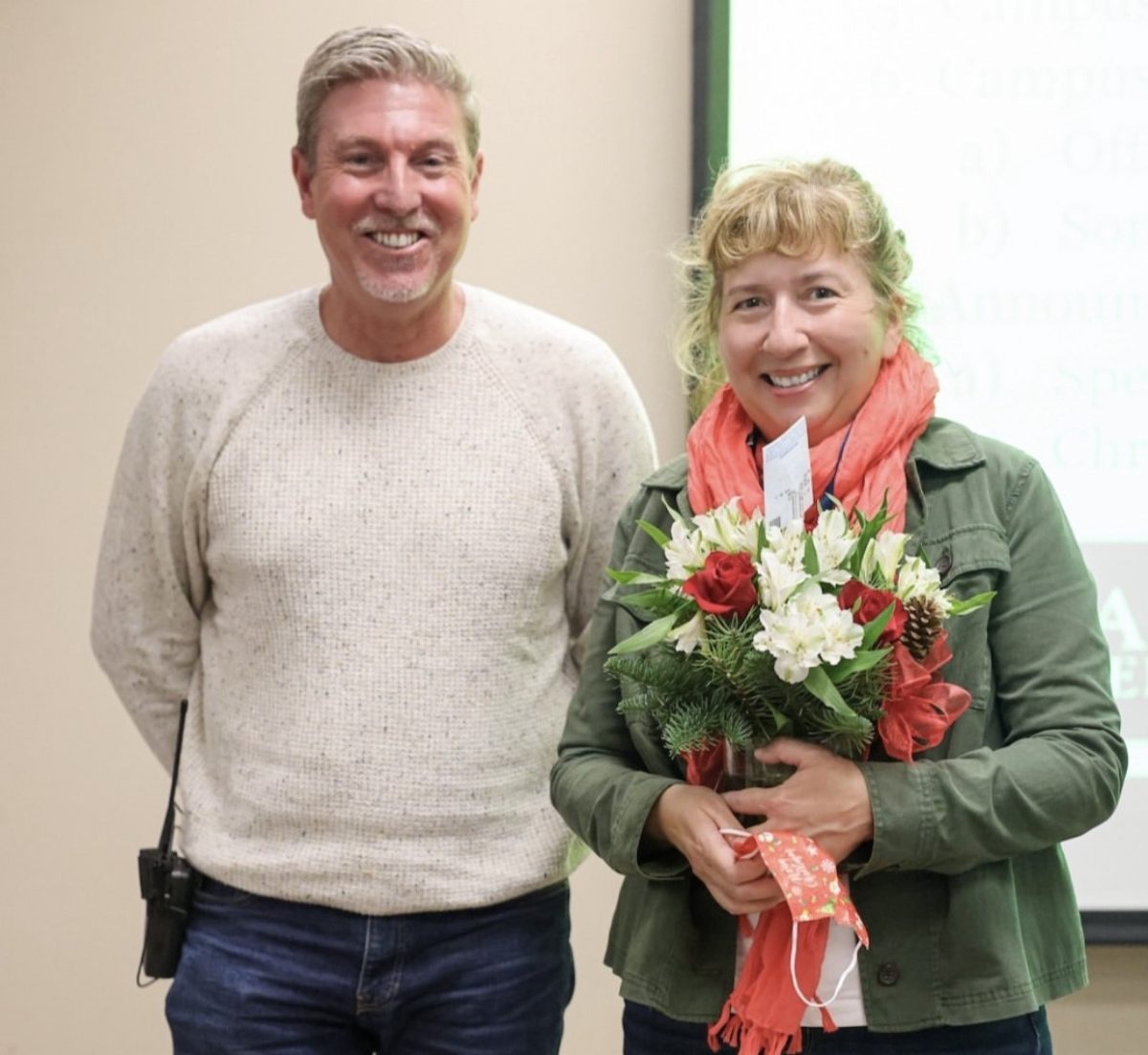 Mr. Basford and Senora Ray celebrate her teacher of the year award!