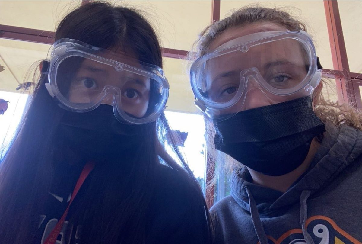 Lea Monroy '24 and I were definitely protected during our honors chemistry labs.