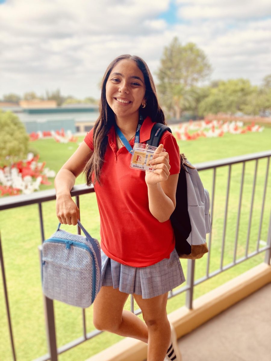 Charlie looks ready to take on the day with her student ID.