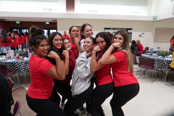 A group of seniors smile big at their retreat on Tuesday!