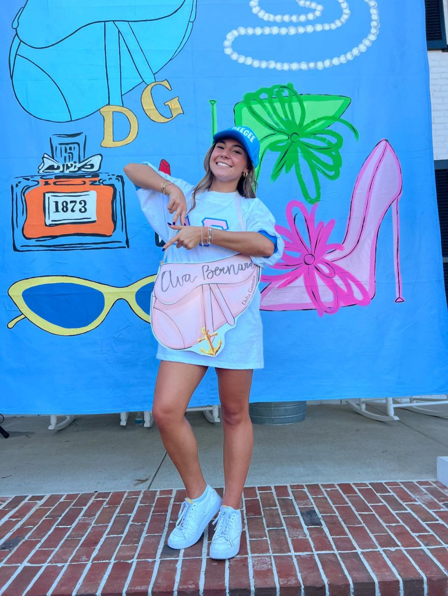 Ava Bernard on Bid Day after running home to Delta Gamma!