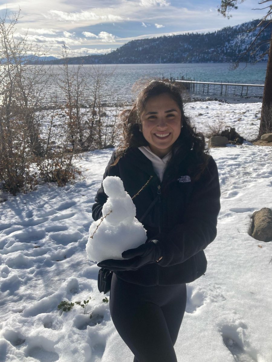 Here is Mrs. Flores enjoying the snow.