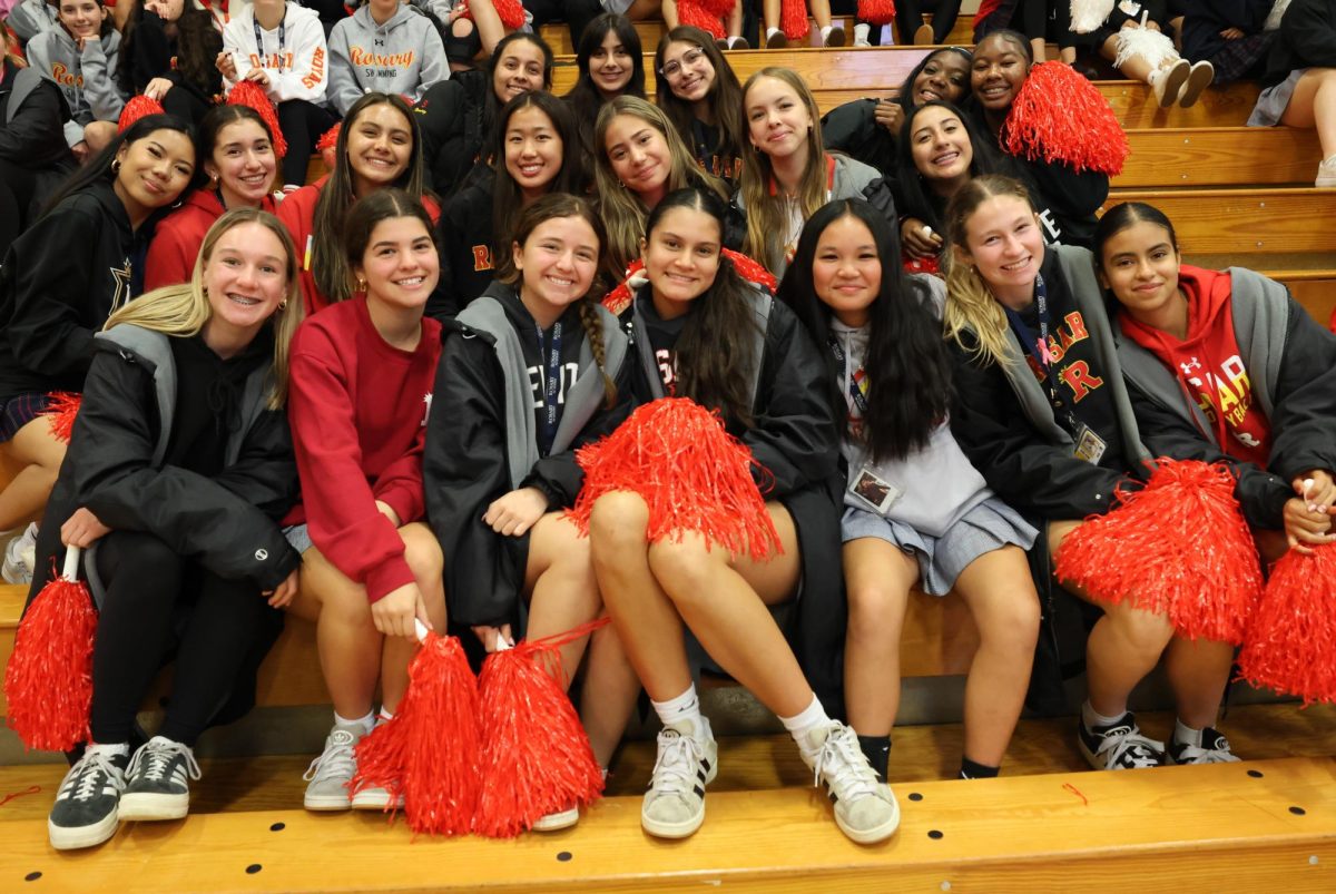 Big smiles from the freshmen at the last rally of the year.  