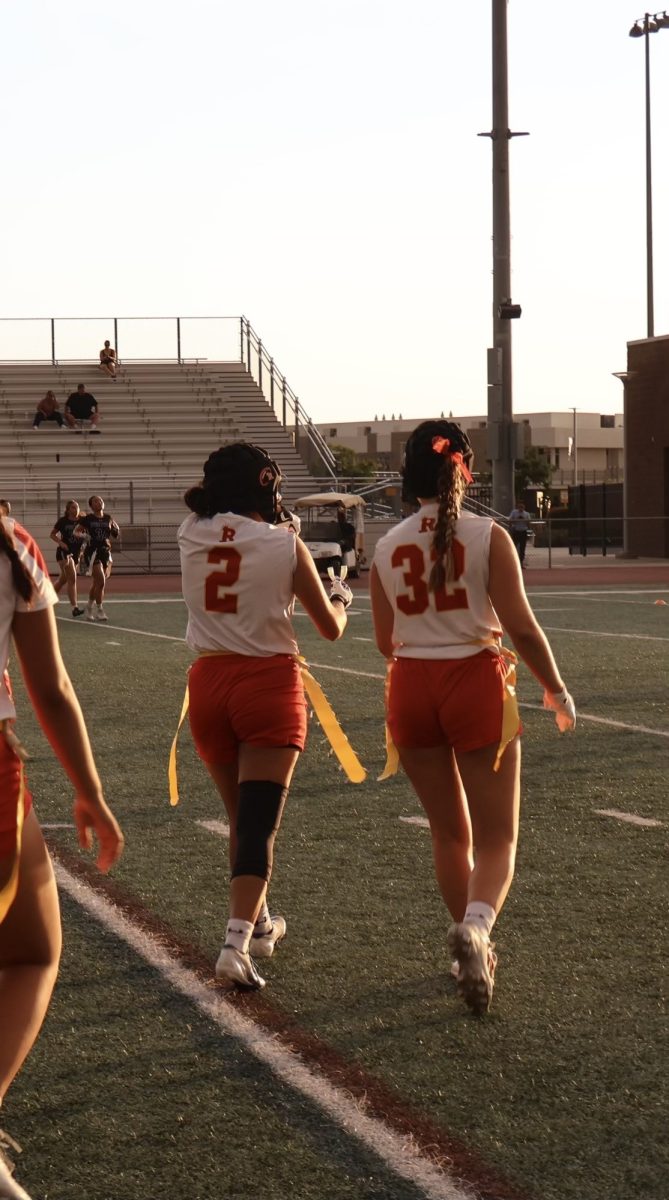 Demi and I talking about our game plan after a time out.