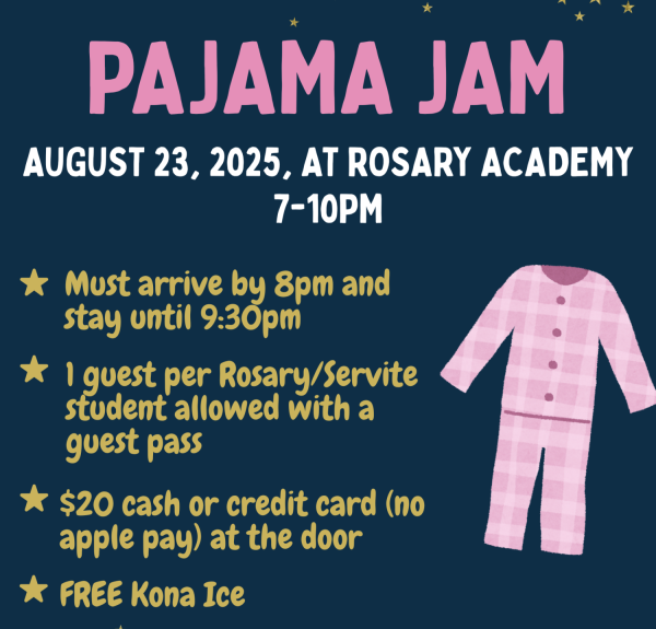 The flier was posted all over Rosary Academy during the weeks leading up to the dance. 