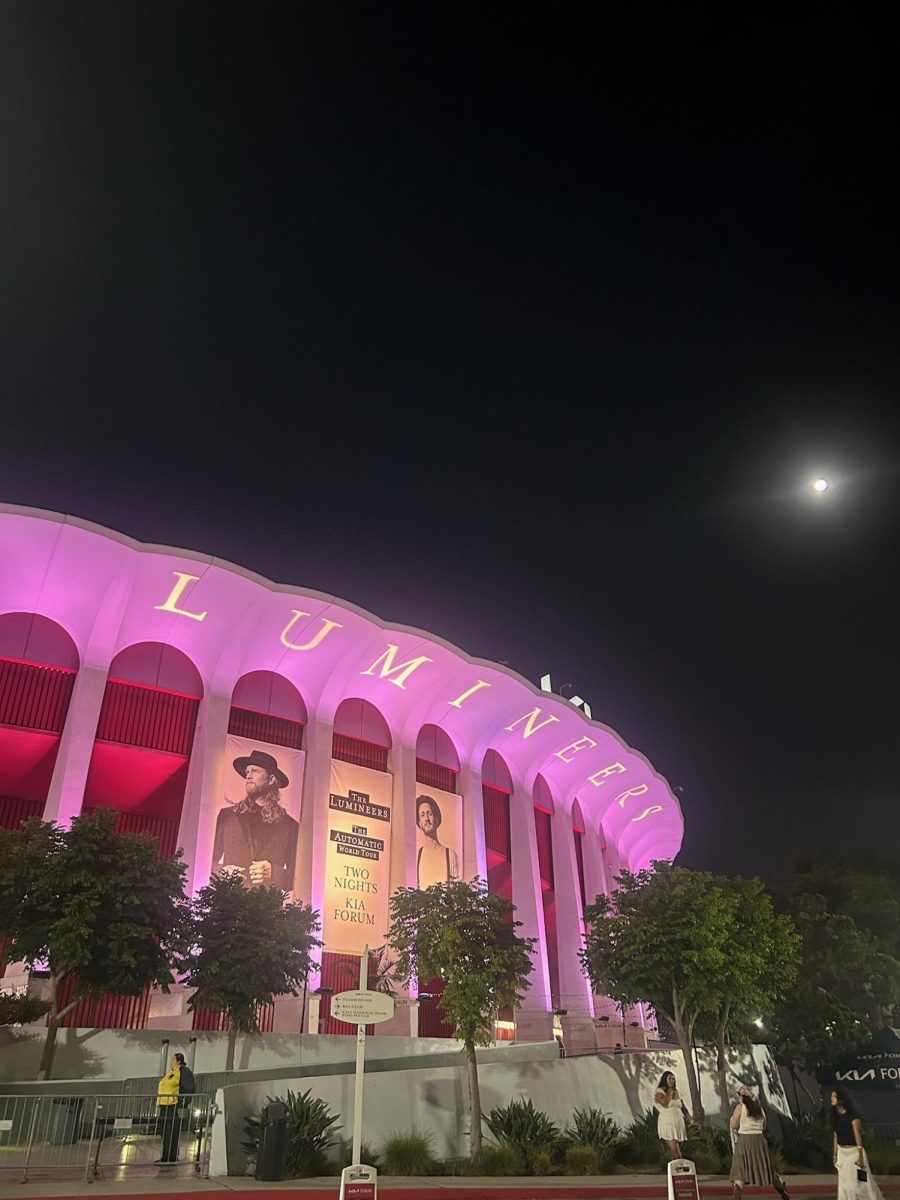 The Kia Forum was beautifully lit for The Lumineers concert.