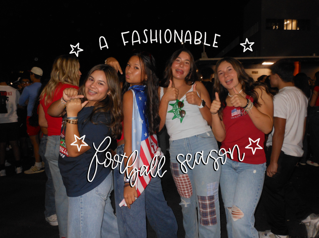Chloe Ryan '27, Grecia Garcia '27, Lianna Gimenez '27 and Hayden Huerta '27 show off their red, white and blue outfits.