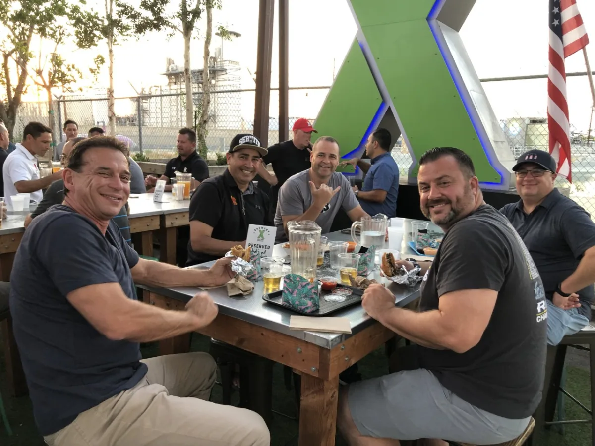 These dads are enjoying themselves at a Rosary Dads Club event!