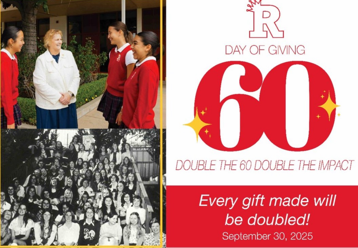 A flyer about Rosary's Day of Giving and the 60th anniversary. 