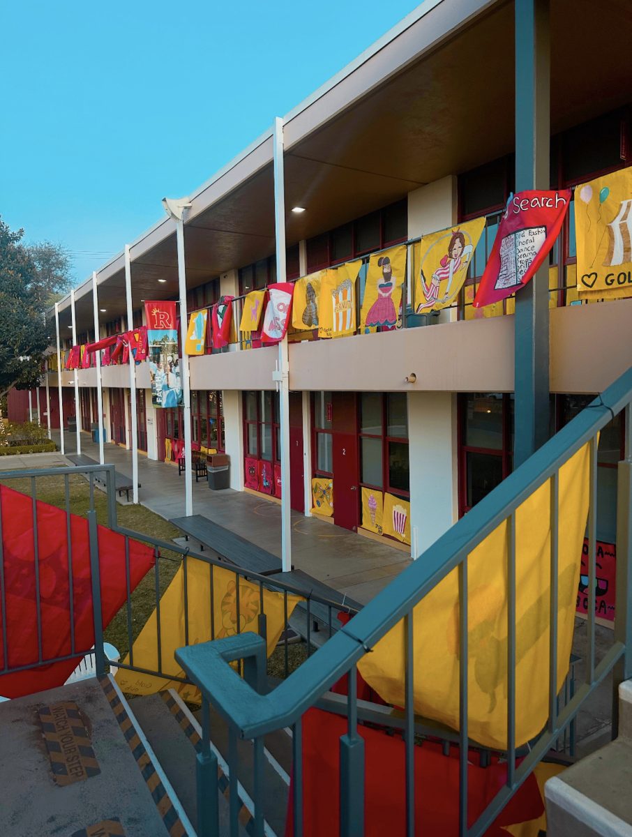 Rosary Academy is decked out in Red & Gold posters.