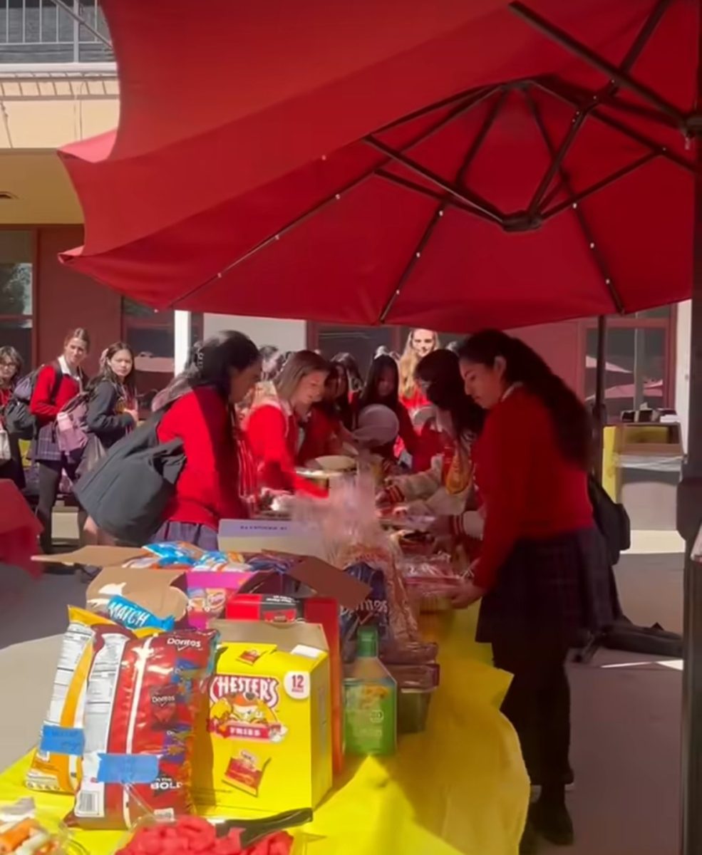 The tables were filled with delicious foods.